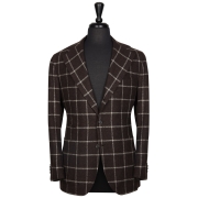WINDOWPANE BROWN/BEIGE SPORTS SINGLE BREASTED NEAPOLITAN JACKET – 330 GR/MT – 45% WOOL, 42% COTTON , 14% PA SOLBIATI