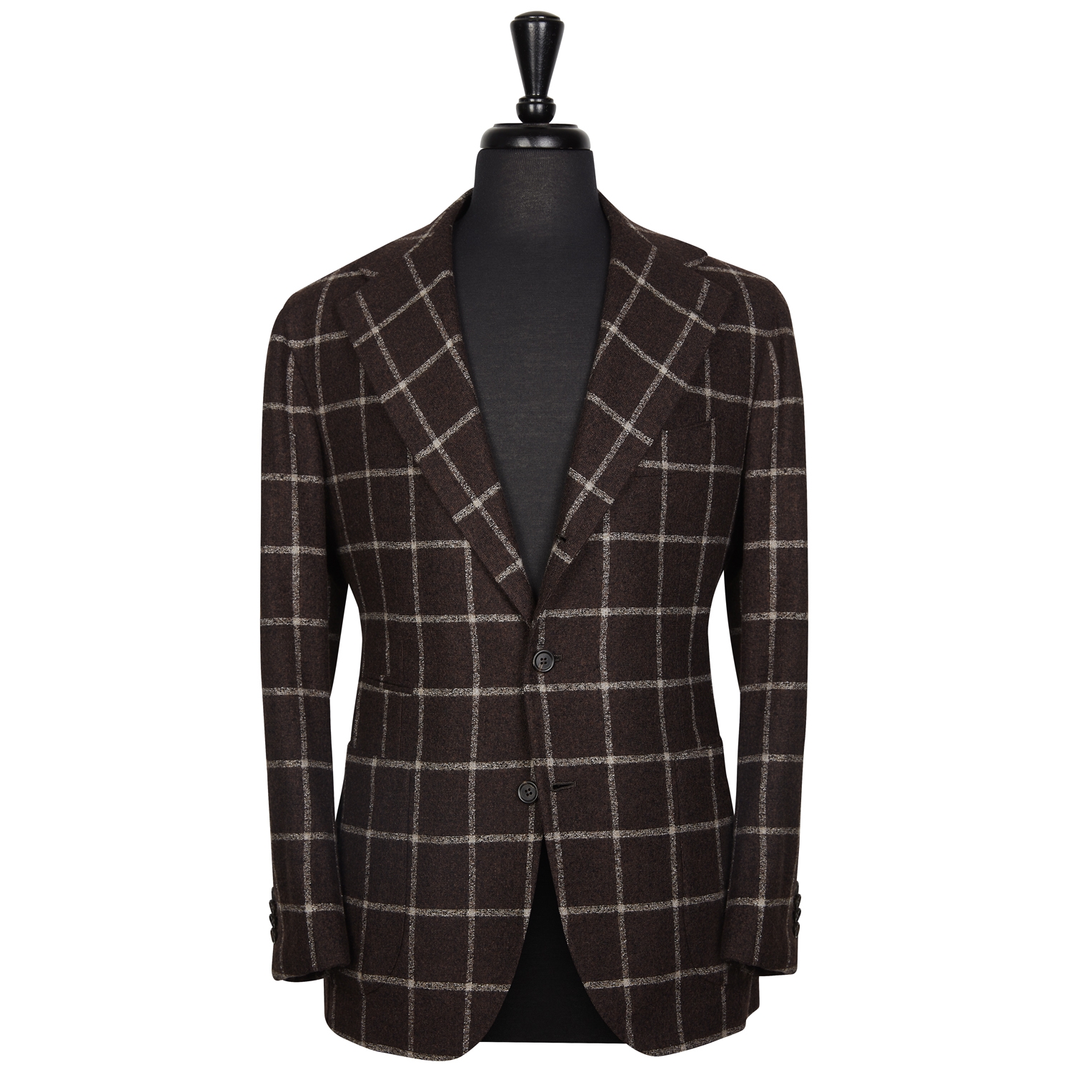 WINDOWPANE BROWN/BEIGE SPORTS SINGLE BREASTED NEAPOLITAN JACKET – 330 GR/MT – 45% WOOL, 42% COTTON , 14% PA SOLBIATI